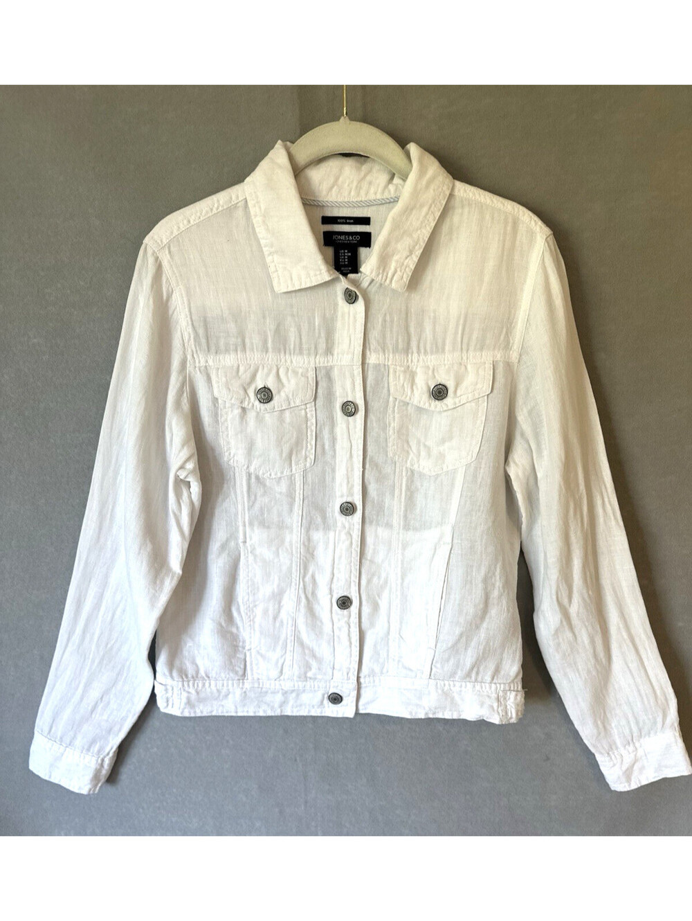 Jones and Co New York White 100% Linen Jacket Medium